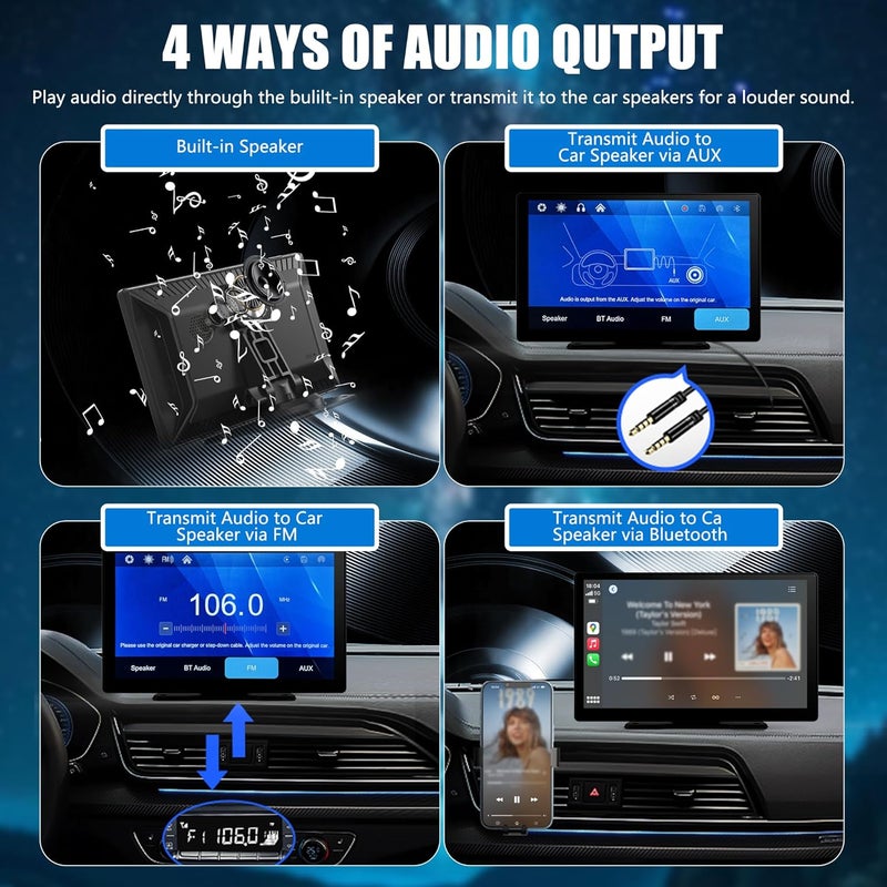 xpootoon 9-Inch Wireless Apple CarPlay & Android Auto, Portable Carplay Radio, 4K Dash Cam 1080P Backup Camera, Touchscreen with GPS Navigation, Bluetooth, Voice Control, Carplay Screen for All Cars - Image 4